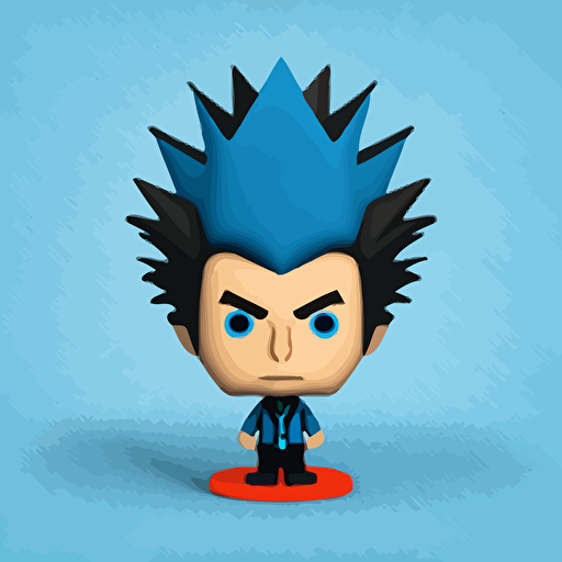 colorful vector art of a happy and cute Zoolander bobblehead doing the blue steel, light background