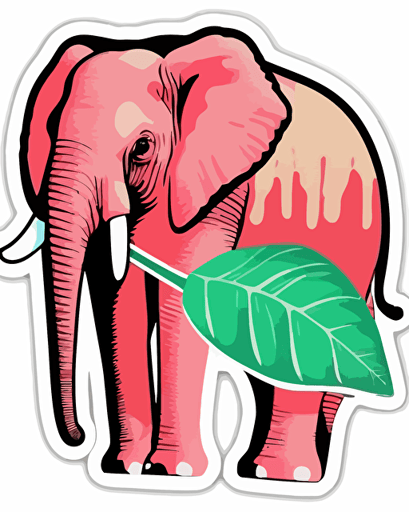 elephant watermelon hybrid, retro aesthetics, vector image, sticker, pantone colors, white background