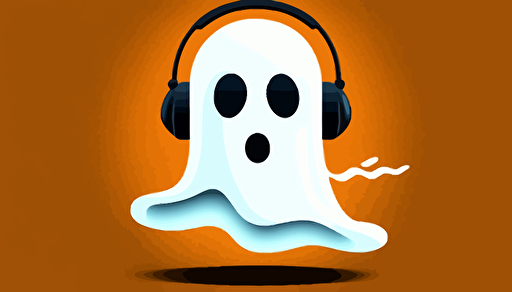 ghost with headphones vector icon, snapchat