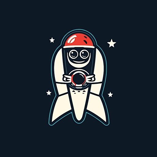 simple mascot logo of a rocket with baseballs, vector