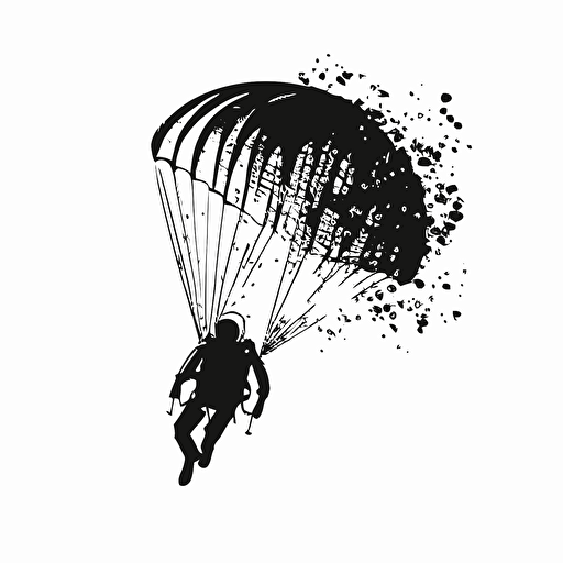 simple vector animations of parachuting, black on white