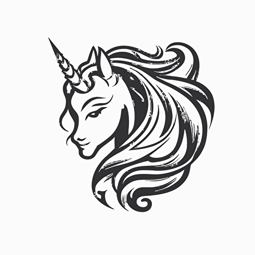 LINE sticker vector design, unicorn face esports logo, thick white outline, isolated white background, drawn with adobe illustrator