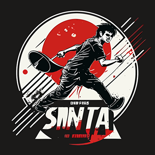 Ping Pong Sumit, vector logo, ping pong, action, japanese design style,