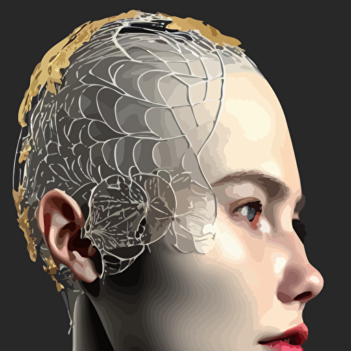 complex 3d render ultra detailed beautiful porcelain translucent profile woman face biomechanical cyborg 150 mm beautiful natural soft light rim light silver gold details magnolia big leaves stems roots fine foliage lace maze like mesh wire intricate details hyperrealistic ultra detailed mandelbrot fractal anatomical red lips white metal neocubism armor facial muscles cable wires microchip elegant green eyes octane render h r giger style 8k