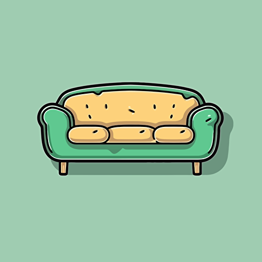 modern couch 2d simple die-cut sticker vector art