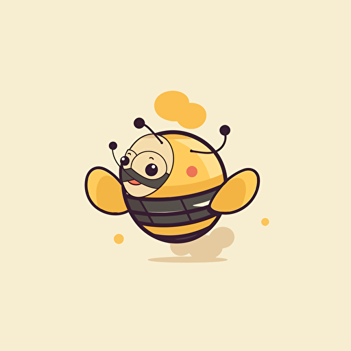 brand logo cute bee flying , ghibli style , flat design, minimalist, vectorial