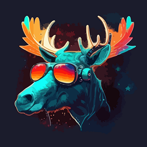 space moose wearing sunglasses vector logo