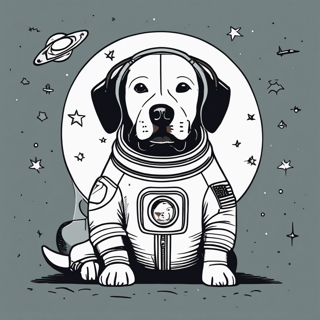 a dog astronaut, illustration in the style of Matt Blease, illustration, flat, simple, vector