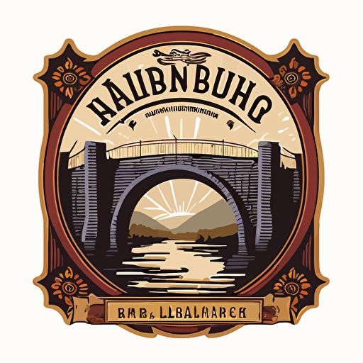 logo for the allanburg brewing co, vector image large bridge and beer in imagery