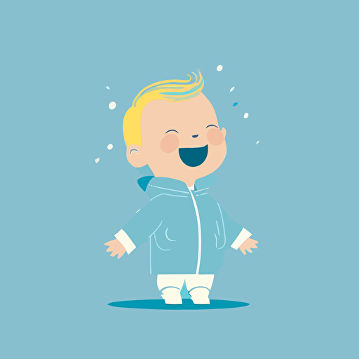 2D minimalist vector illustration, 2 year old baby with a great smile