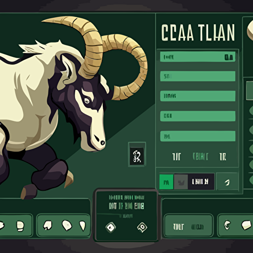 game lobby UI for goat fighting game vector 2D green
