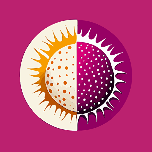 minimalist passionfruit circle logo, magenta and white two color vector professional
