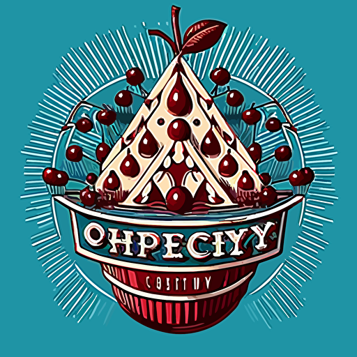 vector-based logo for Cherry on Top Creative that employs optical illusions, contrast, depth, perspective, visual trickery, misdirection, ambiguity, paradox, juxtaposition, and trompe-l'oeil techniques