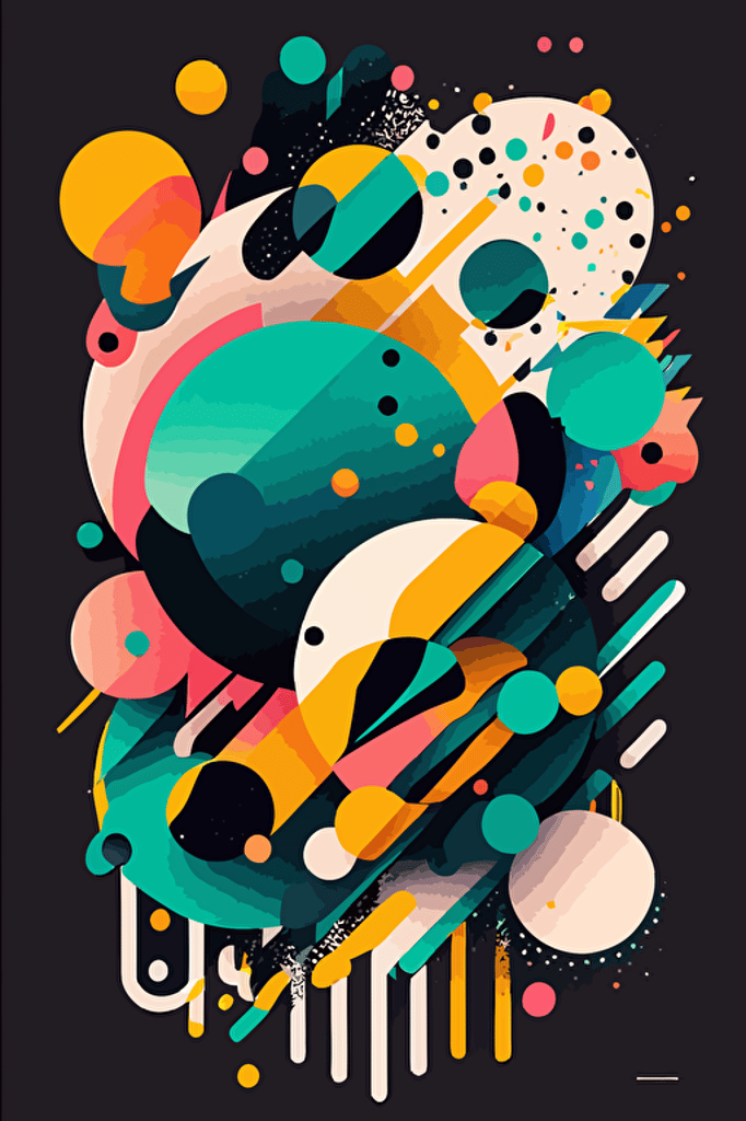 vector art style with Ben day dots and geometric forms