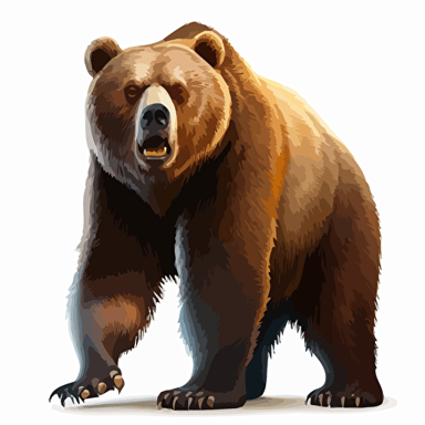 Big bear, facing forward, large teeth and claws, vector art