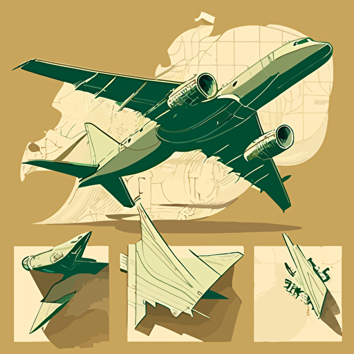 airplane, multiple angles, vector,