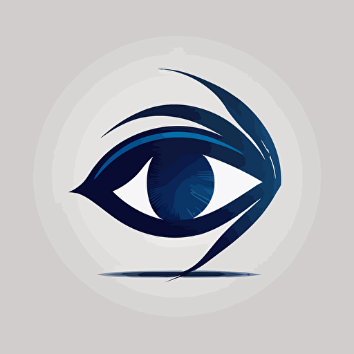 minimalist dark blue Ichthys fish eye symbol vector logo, white background, simple clean design, no eyelashes