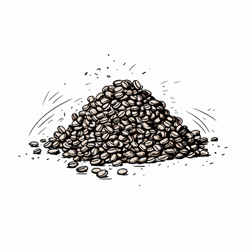 line drawing of pile of coffee beans, black ink, simple, minimalist style, spontaneous marks, vector illustration