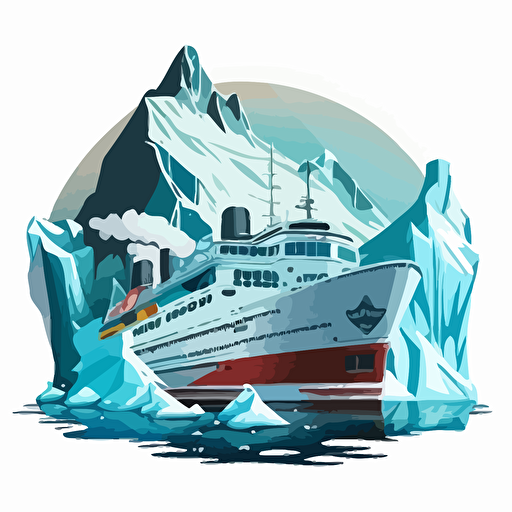 cartoon cruise ship glacier vector style