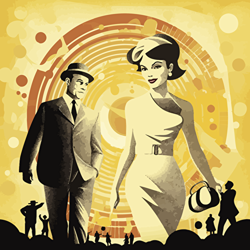 financial success, 50s theme, vector art, no background, no text