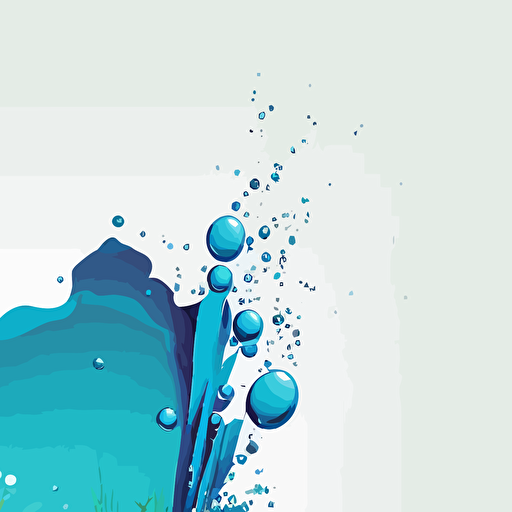 blue splash vector, with grass, oblong, 2d