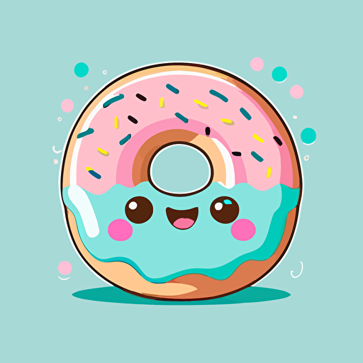 cute doughnut kawaii style, vector, clipart, cute facial expression