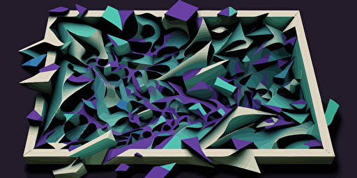 abstract vector illustration of scalable AI mc escher designmilk palette is mostly purple with small bits of blue and green