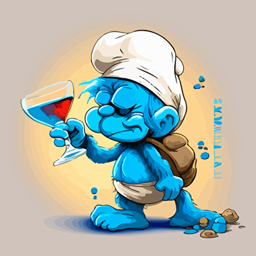 smurf with liquor, cartoon, vector