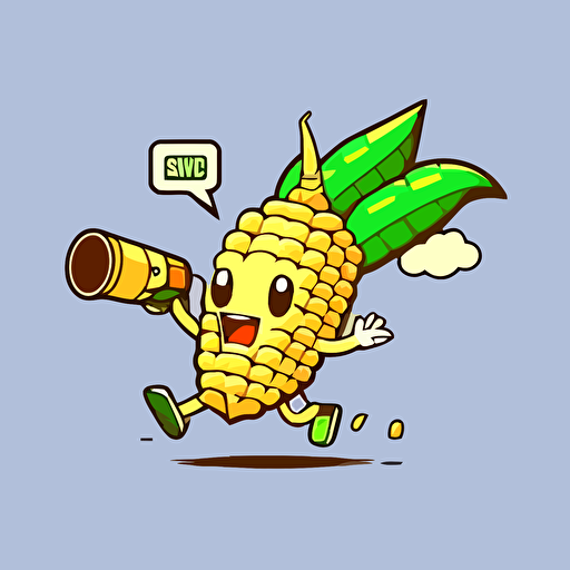 ear of corn as a mascot running around partying and drinking beer, 2d, mascot, flat colors, vector