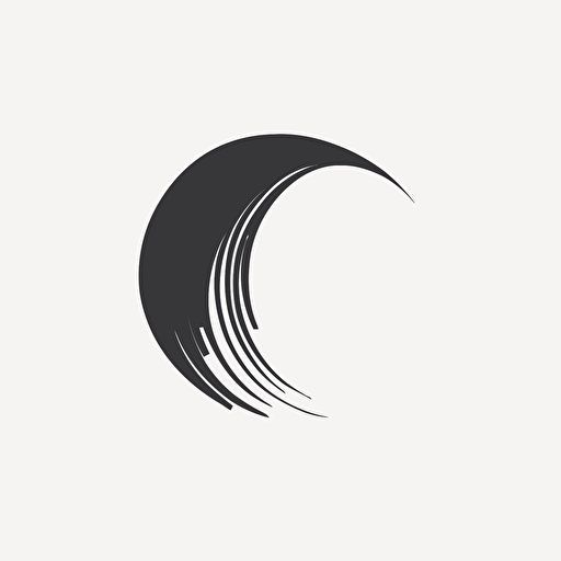half moon logo, clean, minimalist, abstract mark logo business, vector logo, white background