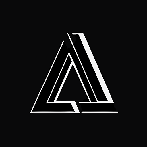 iconic logo with letter A and D , vector, white on black background minimal