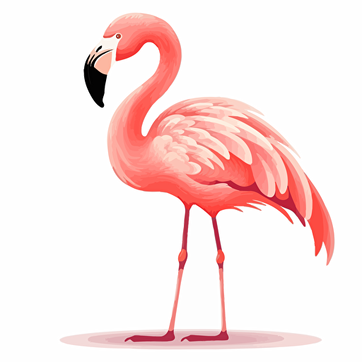 cartoon pink flamingo, vector art, white background