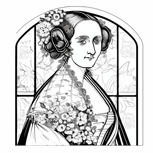 ADA LOVELACE outlined for coloring png clear line vector