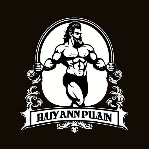 minimalistic vector logo of royal man lion doing fitness