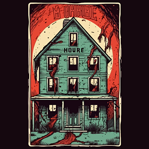 Murder House,Horror, VHS Horror, VHS, Sticker, 80s vhs cover, 80s horror comic art, Vector