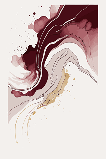 burgundy and beige abstract watercolour, minimalist, vector, contour