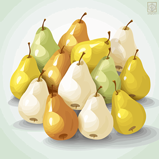 white and yellow pears, vector style
