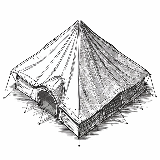 drawing of a birdseye view of a tent, vector