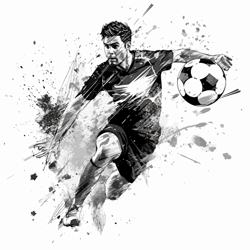 soccer vector style, drawing, black and white