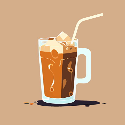 iced coffee, illustration style, flat vector