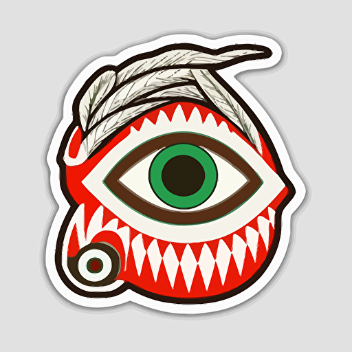 Brutus buckeye, Sticker, Playful, Tertiary Color, Folk Art, Contour, Vector, White Background, Detailed