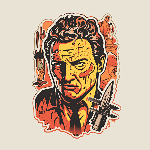 Serial Killer,Slasher, Horror, VHS Horror, Sticker, 80s horror comic art, Vector,