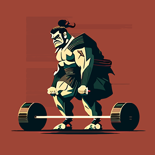 vector art of samurai doing deadlift