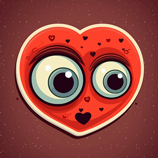 sticker design, super cute pixar heart with eyes, vector