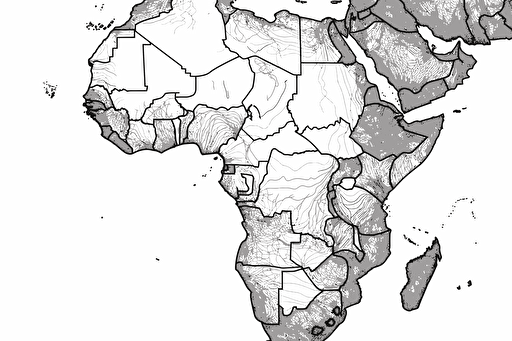 outline map of Africa high resolution, vector black line on white background,