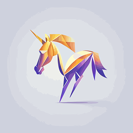 minimal logo with unicorn,simple,Geometric, emboss,Morning Lighting, mandalacolor,bright color background,Vector,