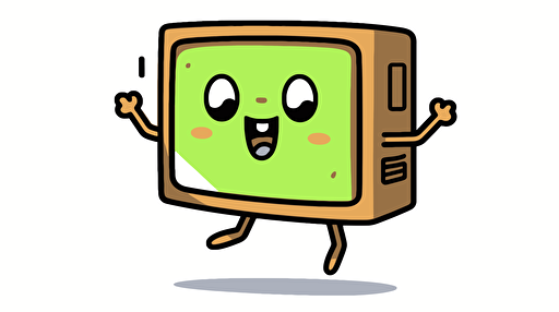 flying TV, Sticker, Adorable, Earthy, Photorealism, Contour, Vector, White Background, Detailed ::