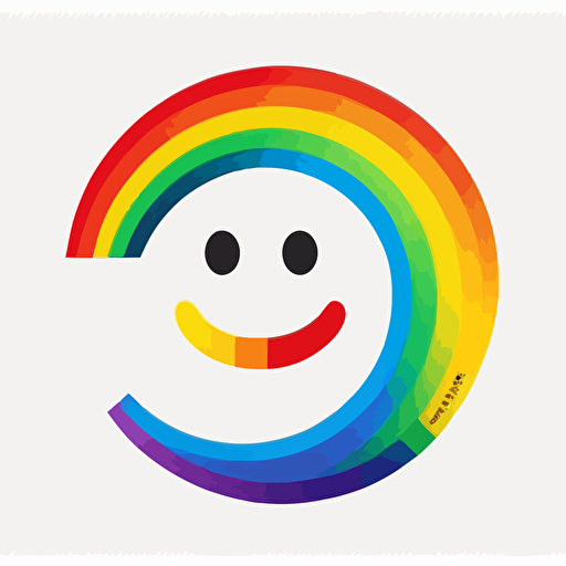 vector logo combining rainbow and smiley face. Non complicated. Simple.