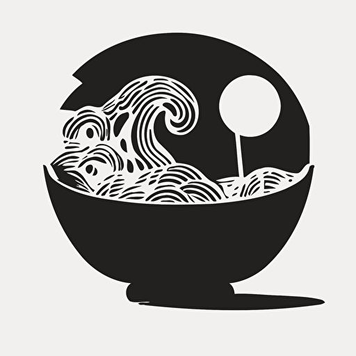 One ramen bowl, minimalistic design, flat, no shadow, vector art, white background