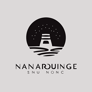 A vector minimalist archeology logoj of sardinian nuragic nuraghe structures. The logo is set against a plain white background, creating a clean and modern look. The color scheme is limited to shades of black, white and gray, giving the logo a sleek and professional feel. The mood is one of sophistication, as the logo represents the precision and attention to detail required in the field of archaeology. The atmosphere is one of discovery, as the logo evokes the sense of uncovering hidden treasures and uncovering the past. The lighting is not applicable here. vector, minimalist, archeology, logo, trowel, brush, archaeologist, plain, white, background, black, gray, sophisticated, discovery, precision, attention to detail, uncovering.